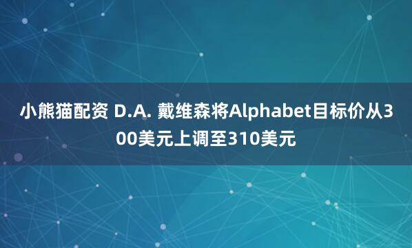 小熊猫配资 D.A. 戴维森将Alphabet目标价从300美元上调至310美元