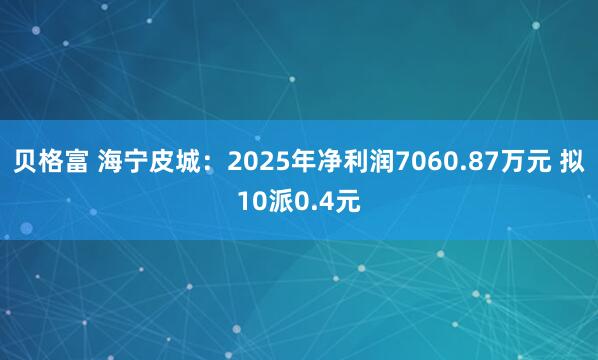 贝格富 海宁皮城：2025年净利润7060.87万元 拟10派0.4元